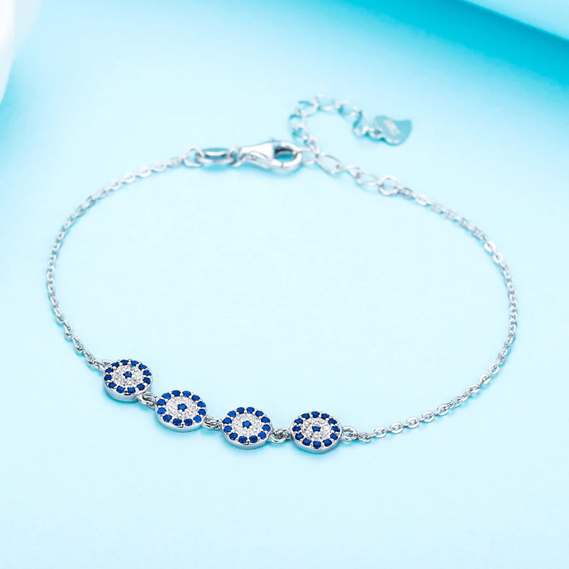 Kaletine 925 Silver Bracelet Evil Eye Zirconia Stone Yellow Rose Jewelry