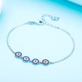 Kaletine 925 Silver Bracelet Evil Eye Zirconia Stone Yellow Rose Jewelry