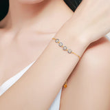 Kaletine 925 Silver Bracelet Evil Eye Zirconia Stone Yellow Rose Jewelry