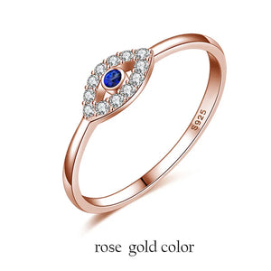 Kaletine Evil Eye Ring 925 Sterling Silver CZ Yellow Rose Jewelry