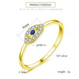 Kaletine Evil Eye Ring 925 Sterling Silver CZ Yellow Rose Jewelry
