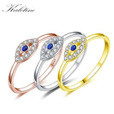 Kaletine Evil Eye Ring 925 Sterling Silver CZ Yellow Rose Jewelry