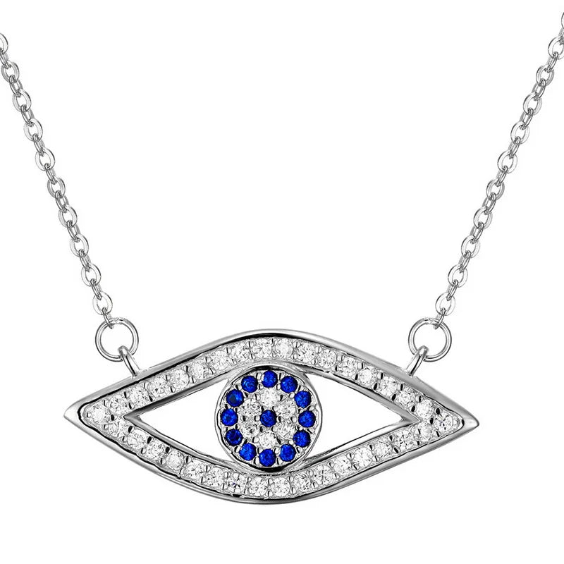 925 Silver Evil Eye Hamsa Long Necklace