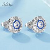 Kaletine Evil Eye Earring 925 Sterling Silver Stud Earrings