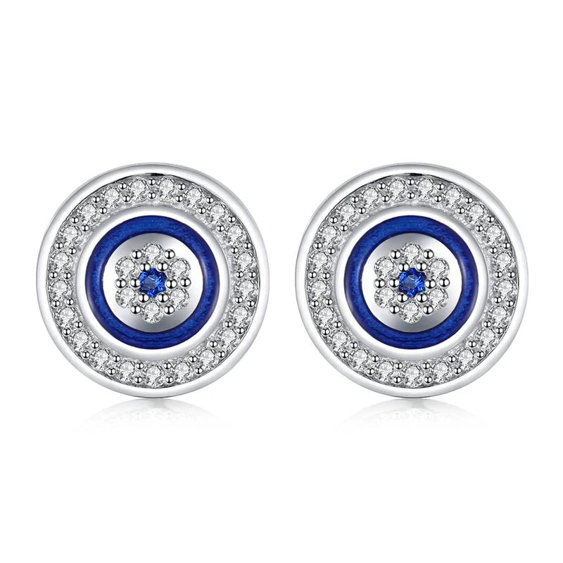 Kaletine Evil Eye Earring 925 Sterling Silver Stud Earrings