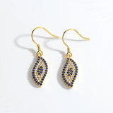 Kaletine Evil Eye Earrings Yellow CZ 925 Sterling Silver Hippie Drop Earings