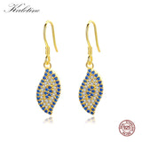 Kaletine Evil Eye Earrings Yellow CZ 925 Sterling Silver Hippie Drop Earings