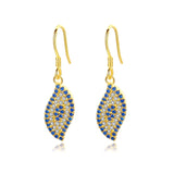 Kaletine Evil Eye Earrings Yellow CZ 925 Sterling Silver Hippie Drop Earings