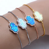 Kaletine Lucky Synthetic Opal Hamsa Hand of Fatima Charms Bracelets