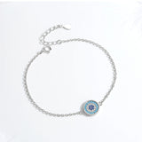 Kaletine Evil Eye Bracelet 925 Sterling Silver CZ Enamel Tennis Link Chain