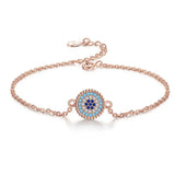 Kaletine Evil Eye Bracelet 925 Sterling Silver CZ Enamel Tennis Link Chain