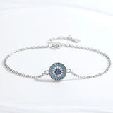 Kaletine Evil Eye Bracelet 925 Sterling Silver CZ Enamel Tennis Link Chain