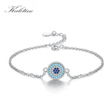 Kaletine Evil Eye Bracelet 925 Sterling Silver CZ Enamel Tennis Link Chain