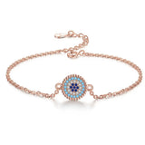 Kaletine Evil Eye Bracelet 925 Sterling Silver CZ Enamel Tennis Link Chain