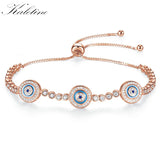 Kaletine Evil Eye Hamsa Bracelet 925 Silver CZ Tennis Rose Jewelry Men