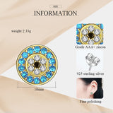 Kaletine Evil Eye Stud Earrings Green Zircon 925 Sterling Silver Turkey Jewelry