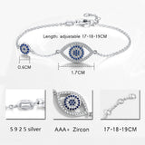 Kaletine Hamsa Evil Eye Bracelet 925 Sterling Silver CZ Jewelry Chain