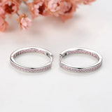 Kaletine 925 Silver Small Hoop Earrings Pink CZ Unique Jewelry Brinco