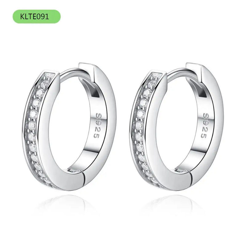 Kaletine 925 Silver Small Hoop Earrings Pink CZ Unique Jewelry Brinco