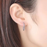 Kaletine 925 Silver Small Hoop Earrings Pink CZ Unique Jewelry Brinco