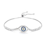 Kaletine Sterling Silver Tennis Bracelet Eye Stone Lucky Turkey Jewelry