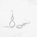 Real 925 Silver Infinity Zirconia Stud Earrings Double Zirconia