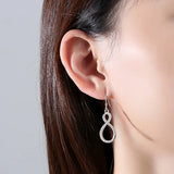 Real 925 Silver Infinity Zirconia Stud Earrings Double Zirconia