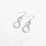 Real 925 Silver Infinity Zirconia Stud Earrings Double Zirconia
