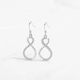Real 925 Silver Infinity Zirconia Stud Earrings Double Zirconia