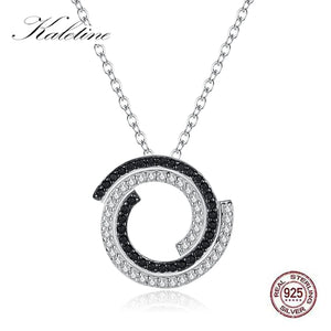 Kaletine 925 Silver Clear CZ Pendant Necklace Women Bohemian Jewelry