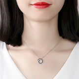 Kaletine 925 Silver Clear CZ Pendant Necklace Women Bohemian Jewelry