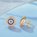 925 Silver Evil Eye CZ Crystal Stud Earrings Retro Devil