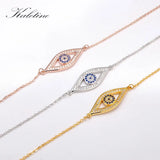 Kaletine 925 Silver Evil Eye Bracelet Clear CZ Charm Yellow Rose Jewelry