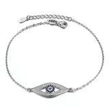 Kaletine 925 Silver Evil Eye Bracelet Clear CZ Charm Yellow Rose Jewelry