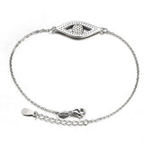 Kaletine 925 Silver Evil Eye Bracelet Clear CZ Charm Yellow Rose Jewelry
