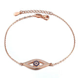 Kaletine 925 Silver Evil Eye Bracelet Clear CZ Charm Yellow Rose Jewelry
