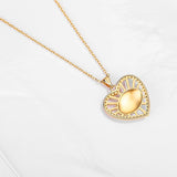Kaletine Evil Eye Necklace Crystal Heart Eye Pendant 925 Sterling Silver