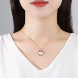 Kaletine Evil Eye Necklace Crystal Heart Eye Pendant 925 Sterling Silver