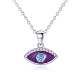 Kaletine Evil Eye Necklace Crystal Heart Eye Pendant 925 Sterling Silver