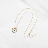 Kaletine Evil Eye Necklace Crystal Heart Eye Pendant 925 Sterling Silver