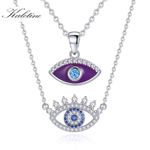 Kaletine Lucky Evil Eye Necklace 925 Sterling Silver Enamel Necklace