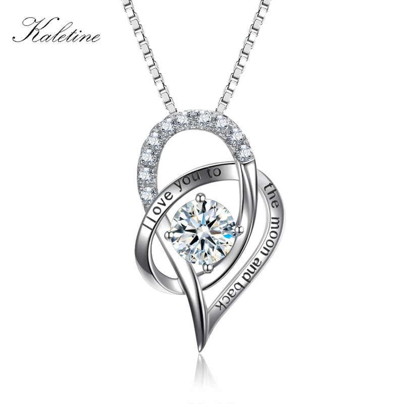 Kaletine Love Heart Pendant Necklace 925 Sterling Silver Jewelry