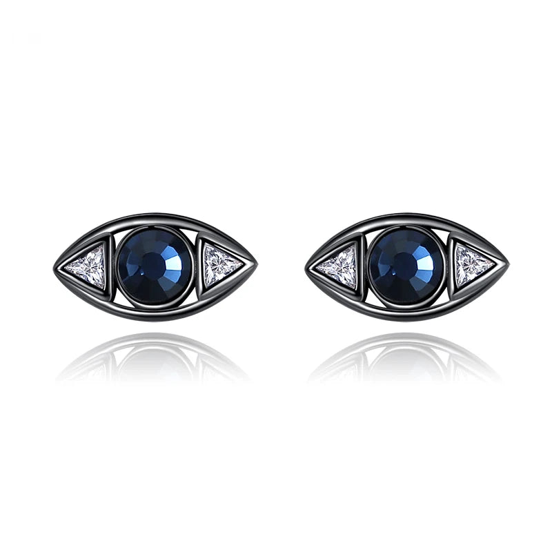 Kaletine Evil Eye Stud Earrings 925 Sterling Silver Bohemian Circle