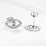 Kaletine Evil Eye Stud Earrings 925 Sterling Silver Bohemian Circle