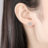 Kaletine Evil Eye Stud Earrings 925 Sterling Silver Bohemian Circle