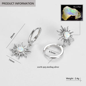 925 Sterling Silver Sun Opal Hoop Earrings for Girls