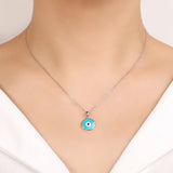925 Sterling Silver Round Lucky Eye Drip Oil Evil Eye Pendant Necklace
