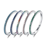 925 Silver Colorful CZ Thin Finger Rings Stack-able for Women