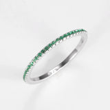 925 Silver Colorful CZ Thin Finger Rings Stack-able for Women
