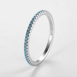 925 Silver Colorful CZ Thin Finger Rings Stack-able for Women
